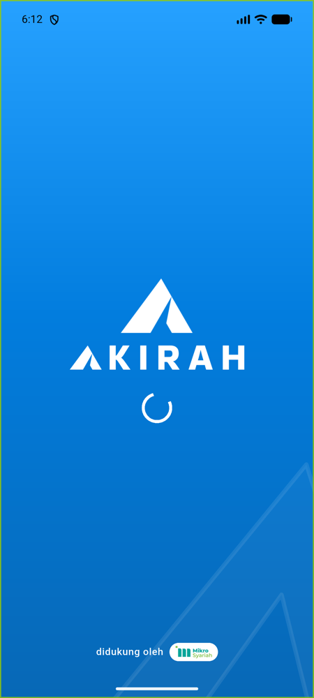 Layar pembuka aplikasi Akirah Mobile untuk anggota koperasi syariah
